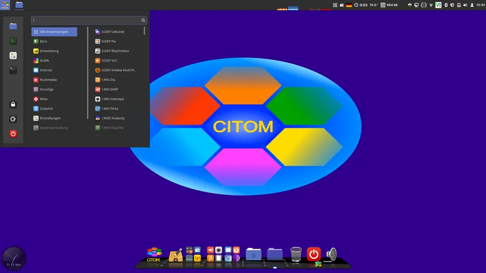 COA-OSde Desktop GUI oberer Leiste